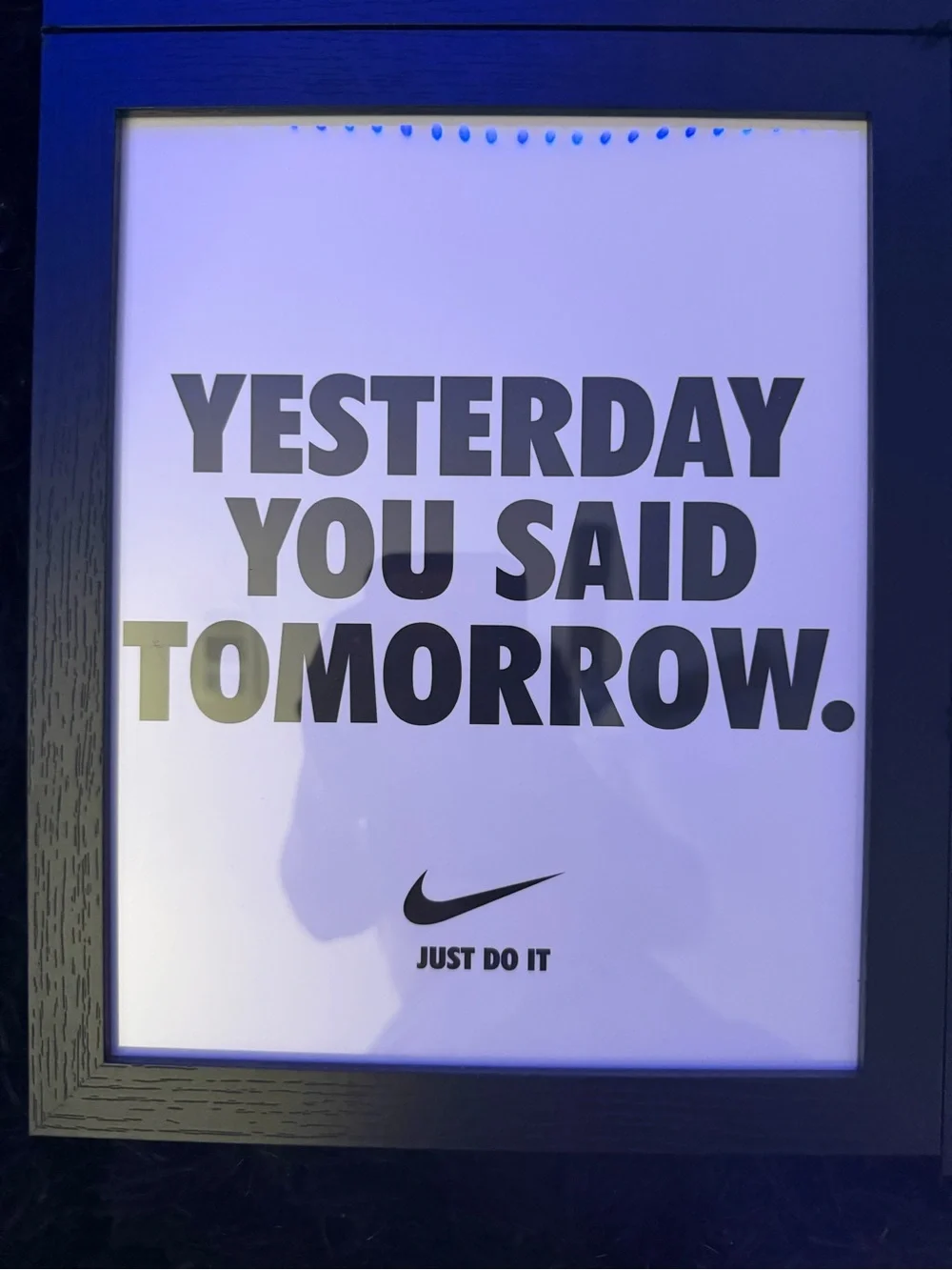 Nike Black & White 'Yesterday You Said Tomorrow' Framed Print